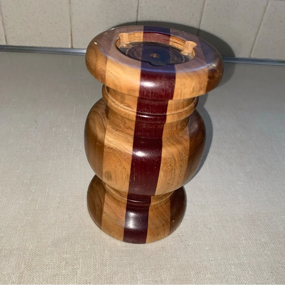S & T Turnings Vintage Turned Wood Candle‎ Pillar Holder